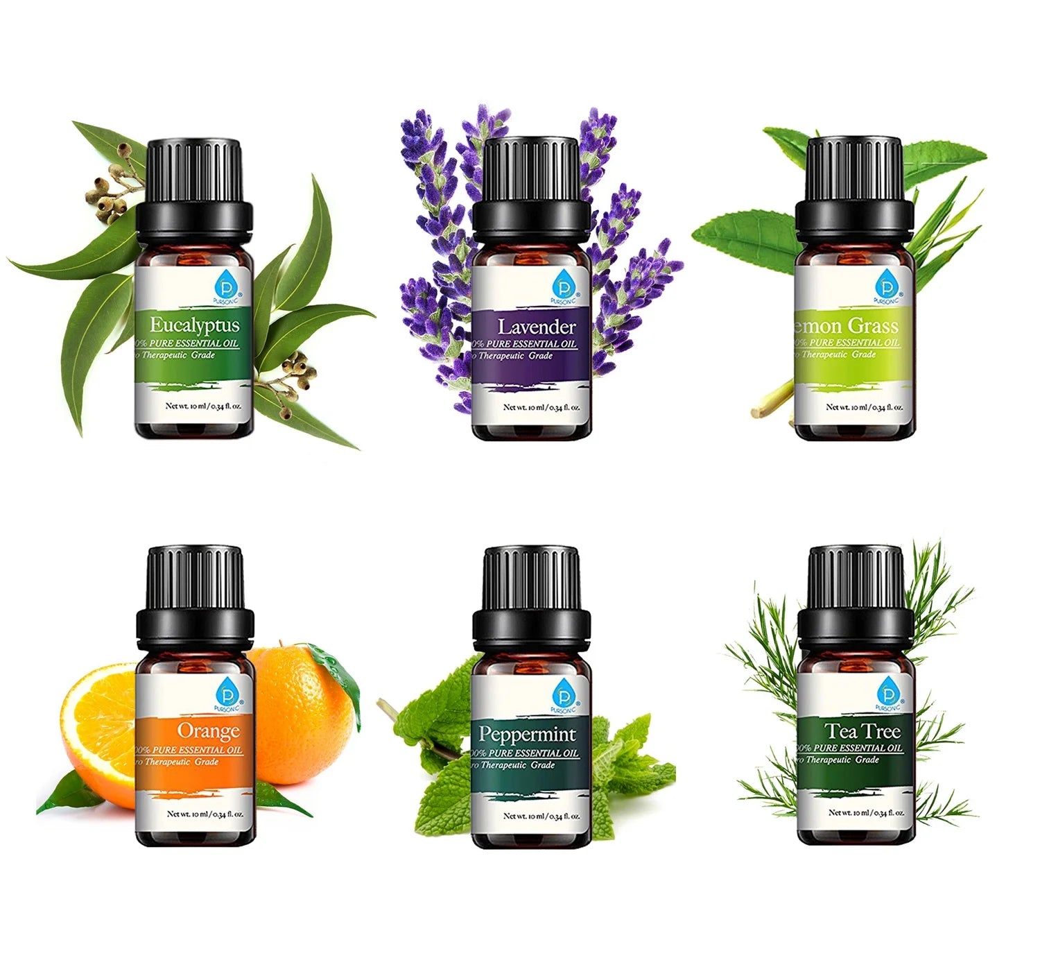 100% Pure Essential Oil Set, 6-Pack